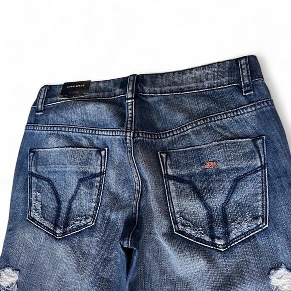 Miss Sixty Flare Jeans Y2K Low Rise Floral Bleached 2000s Deadstock NWT Size 24 - Picture 6 of 8